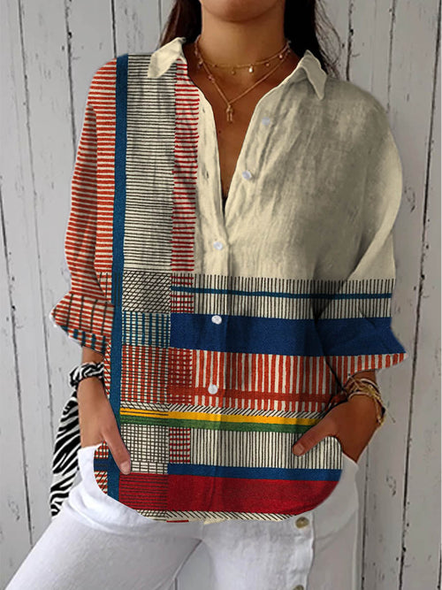 Catherine – Blusa Patchwork de Rayas