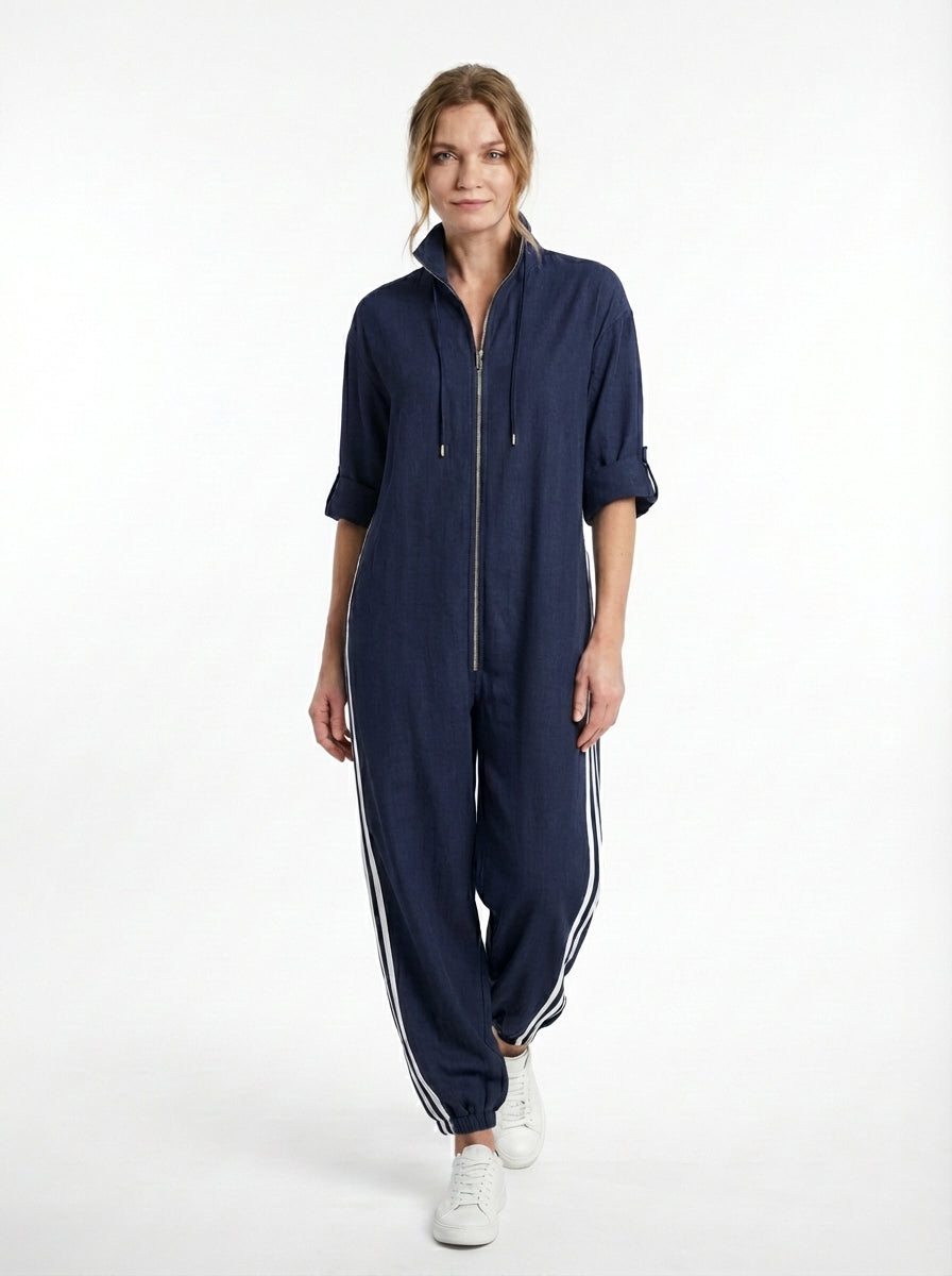 Mono deportivo a rayas con cremallera