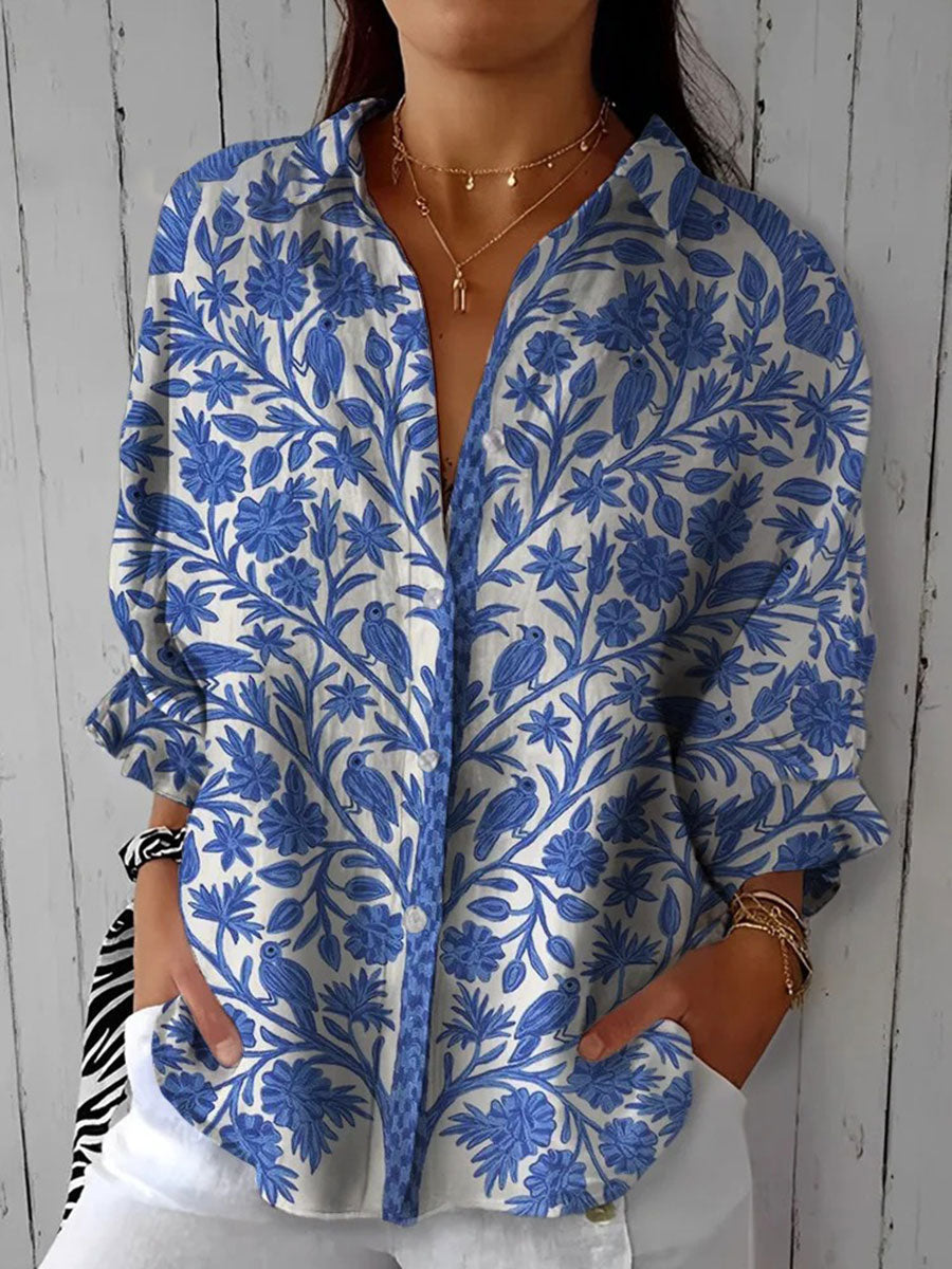 Vivienne – Blusa Floral Azul