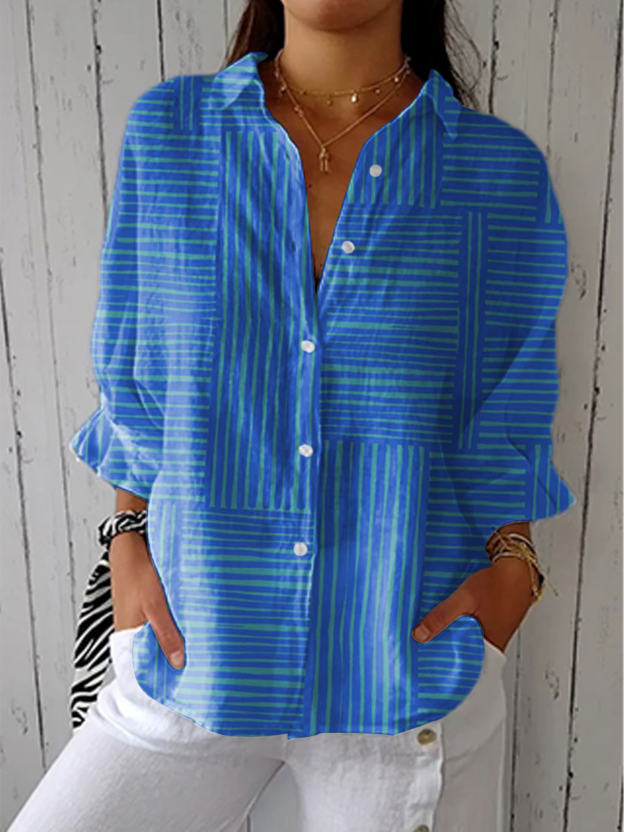 Alison – Blusa Azul de Rayas